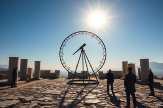 Örvénylő napfénnyel megvilágított műszerek a földrajz tudományos elemzéséhez.