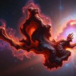 Pareiđóliás köd az űrben, mely arcokat és állatokat ábrázol.