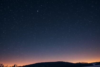 Téli égbolt csillagokkal, beleértve a Szíriuszt a Nagy Kutya csillagképben.