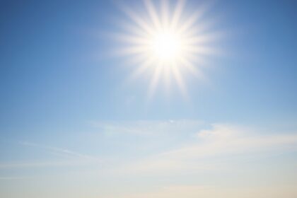 Napfény a tiszta égen a nyári napfordulón