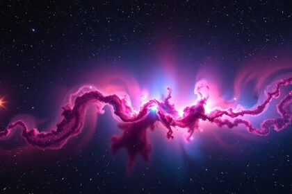 A Súlyzó-köd (M27) színes ábrázolása a nyári égbolton.