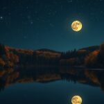 Hód-hold novemberi telihold képe a csillagos éjben