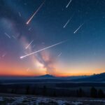Geminidák meteorraj fényes meteorok az égbolton.