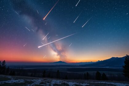 Geminidák meteorraj fényes meteorok az égbolton.