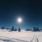 Téli napforduló: hóval borított táj és napfény