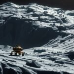 Philae űrszonda egy üstökös felszínén, űrkutatás kontextusban.