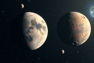 Kreatív ábrázolás az aszteroidaöv csillagjaival és bolygóival.