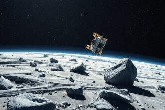 Hayabusa-2 szonda az aszteroidák felett a világűrben