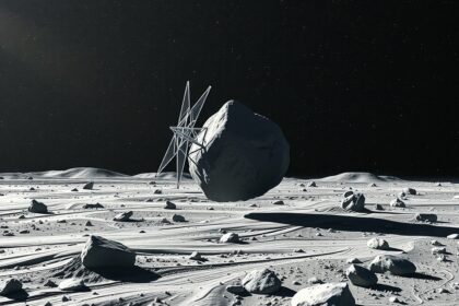 Az OSIRIS-REx űrszonda a Bennu aszteroidánál, űrbeli táj.