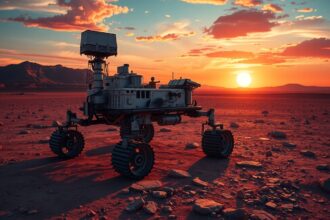 A Spirit marsi rover naplementében, felfedező útjára készülve.
