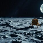 Szovjet holdszonda a Hold felszínén, a Luna-program szimbólumaként.