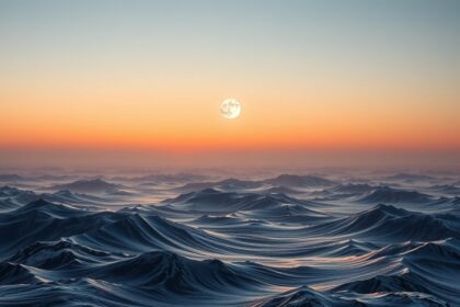 A Hold kelő nap háttérben a tenger hullámaival.