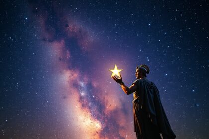 Perseus, a bátor hős, kezében tartja az Algolt, a Démoncsillagot.