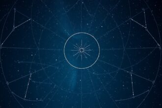 Csillagképek a Kos (Aries) zodiákusban a csillagos égen.