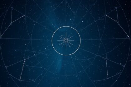 Csillagképek a Kos (Aries) zodiákusban a csillagos égen.