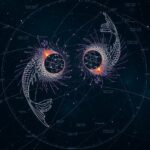 Halak csillagjegy ábrázolása a csillagos égbolton.