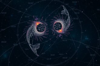 Halak csillagjegy ábrázolása a csillagos égbolton.