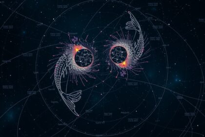 Halak csillagjegy ábrázolása a csillagos égbolton.