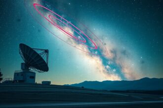 A Big Ear rádiótávcső és a galaxis éjszakai égboltja