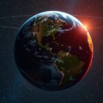 A Föld globális nézet, égi háttérrel és napfénnyel megvilágítva.