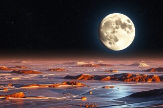 A Hold fénye a bolygó felszínén és az égbolt csillagai.