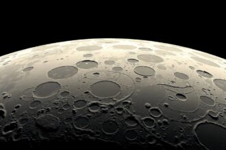 A Hold kráterekkel és hegyekkel, fény-árnyék kontraszttal