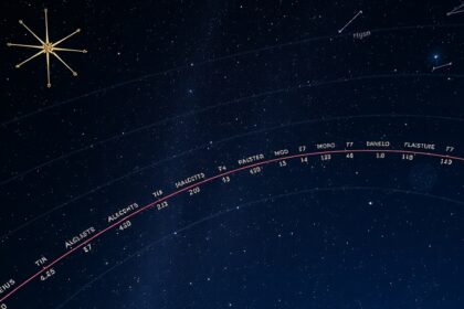 Az égi hosszúság és rektaszcenzió ábrázolása csillagászati kontextusban.