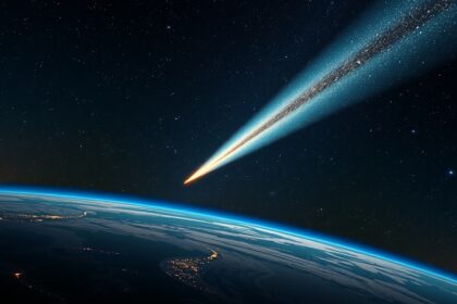 Halley-üstökös az űrben a Föld felett