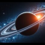 Kromatikus aberráció példája az űrben egy gyűrűs bolygóval.