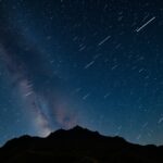 Csillagos égbolt és hegyek, légköri nyugodtság megfigyelése