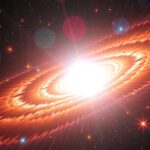 Fényes kvazár a galaxis közepén, távoli univerzumban