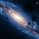 Galaxis látképe a sötét energia és az univerzum témájában.