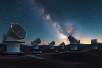 A világ legnagyobb távcsövei az éjszakai égbolt alatt