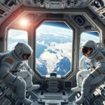 Űrhajósok a Nemzetközi Űrállomáson, kilátás a Földre