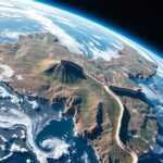 A Kínai Nagy Fal látképe az űrből, a valóságos perspektíva bemutatása.