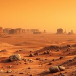 Földi táj, amely a Marson lévő sziklákra emlékeztet.