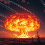 Szibéria felett robbanó nagy energiájú légrobbanás ábrázolása