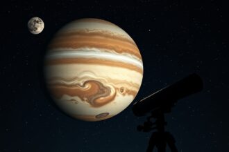 Galileo távcsöve és Jupiter holdjai az éjszakai égbolton