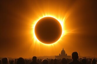 1999-es napfogyatkozás Magyarországon, emberek a jelenség alatt.