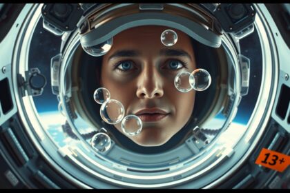 Űrhajós arcához kapcsolódó könnycseppek súlytalanságban.