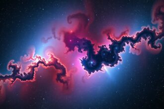 Színes Trifid-köd asztrofotó, csillagászati részletek kiemelése.