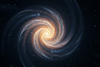 Szélkerék-galaxis spirálkarjai fényes univerzális háttérrel.