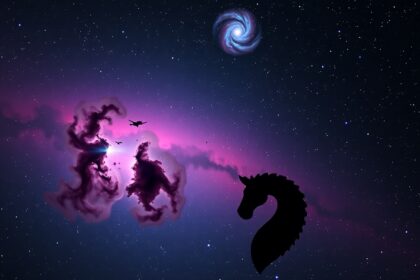 IC 434 Lófej-köd ábrázolása porfelhőkkel és csillagokkal.