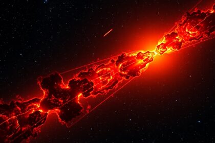 A Betelgeuse vörös óriás csillag látványos képzelete az űrben