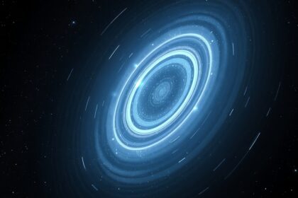 Digitális ábra az Achernar csillagról és forgásáról