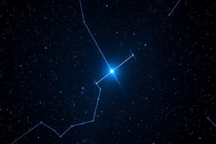 Spica, a Szűz csillagkép kék gyémántja az éjszakai égen.