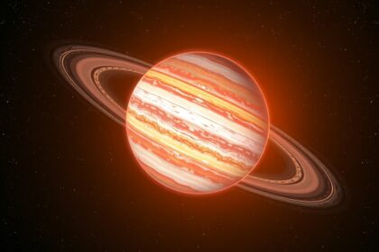 Pollux csillag és körülötte keringő óriásbolygó látványos képe az Univerzumban.