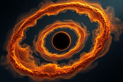 Fomalhaut csillag porgyűrűje a fekete háttér előtt.