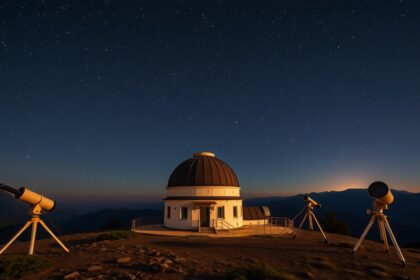 Piszkéstetői Obszervatórium teleszkópokkal a csillagos ég alatt