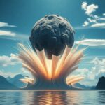 Aszteroida becsapódásának illusztrációja a Balatonban.